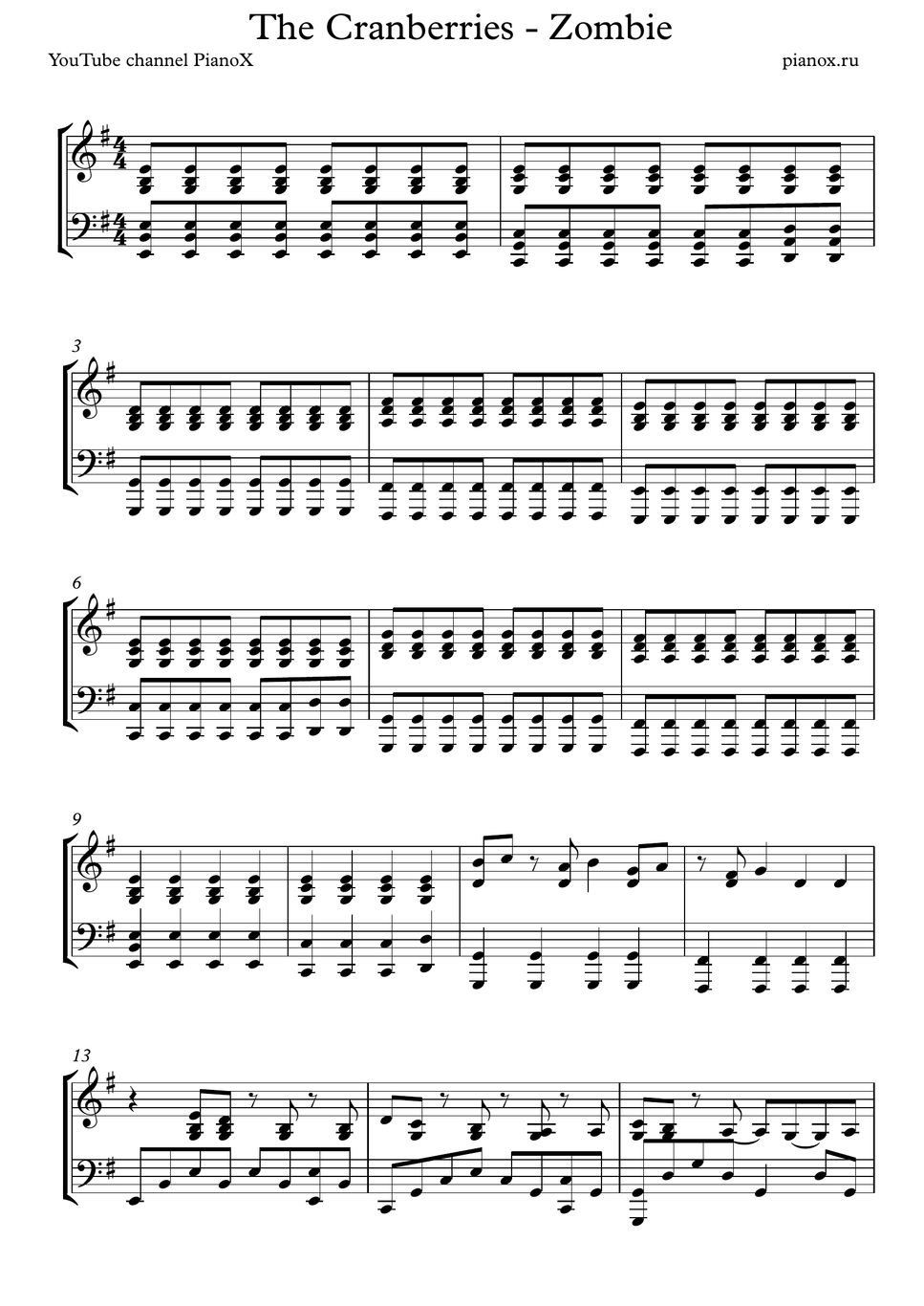 The Cranberries Zombie Sheets by PianoX