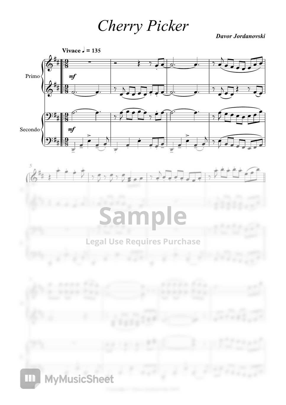 Davor Jordanovski Cherry Picker (Four Hands Piano) 악보 by Davor