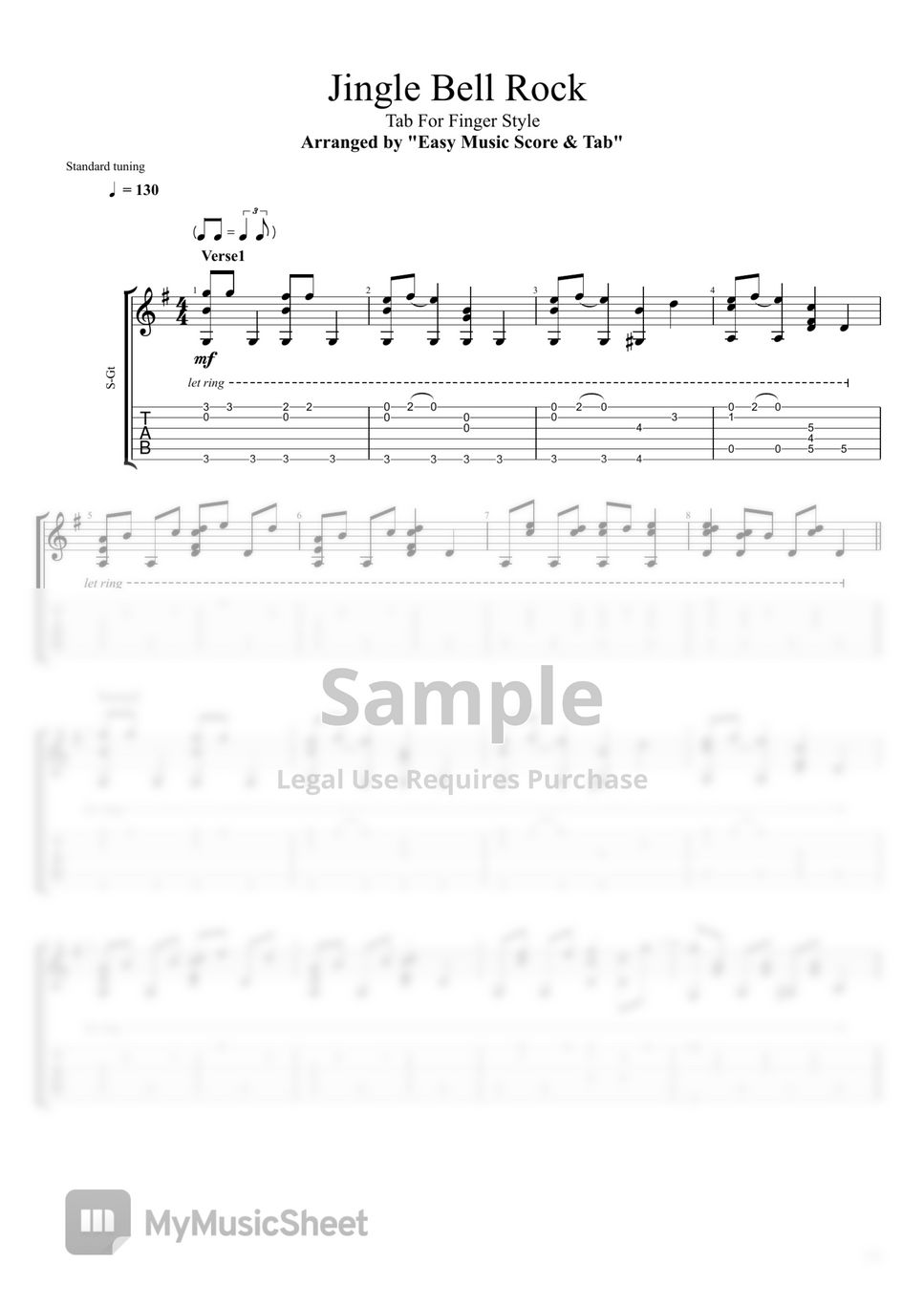 Christmas Carol - "Jingle Bell Rock" Easy Finger Style Tab by EMST