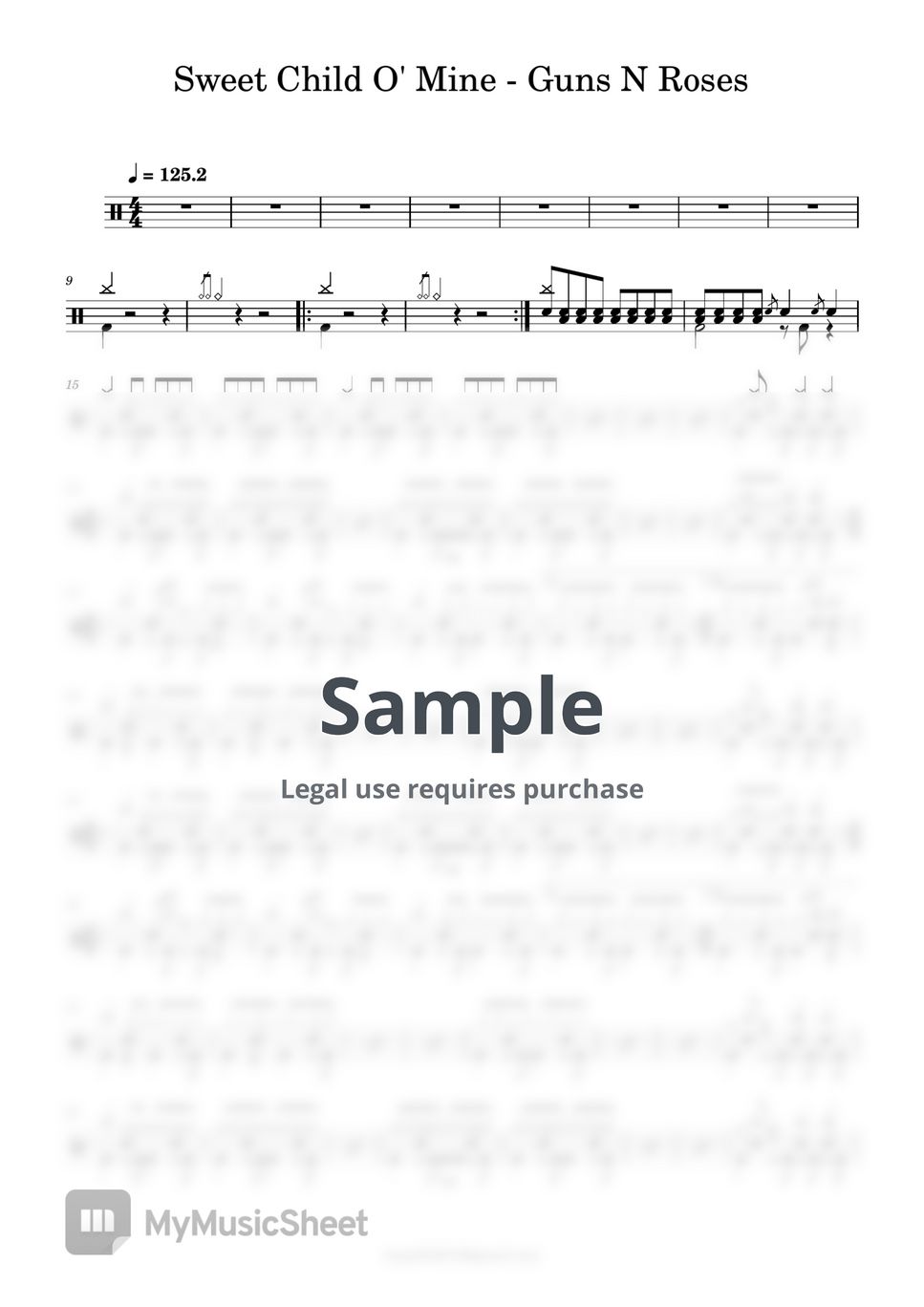 Guns N Roses - Sweet Child O' Mine by 晨曦音樂工作室 爵士鼓 鼓譜 Drumtab