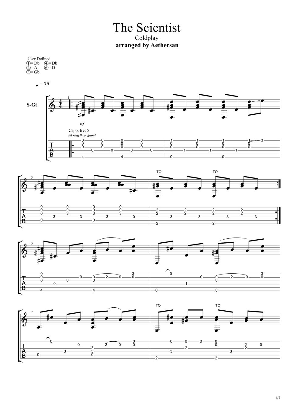 Coldplay the scientist fingerstyle nuty by aethersan