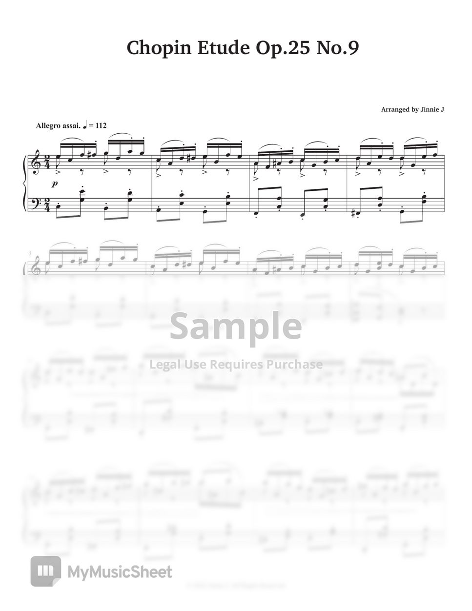 F. Chopin - Chopin Etude Op.25 No.9 (Butterfly) (Intermediate, C key) by Jinnie J