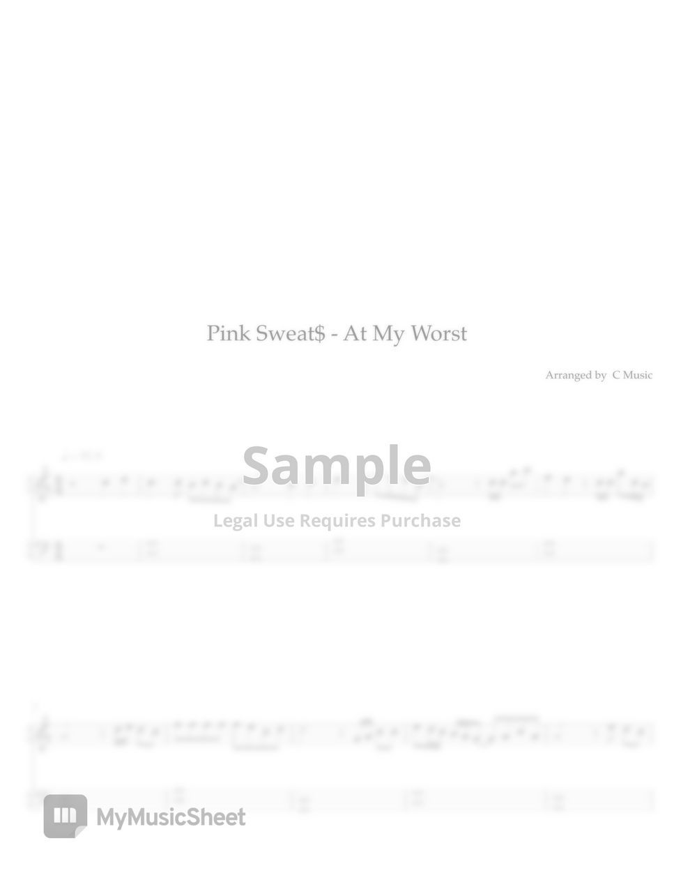 Pink Sweat$ - At My Worst (Easy Version) by C Music