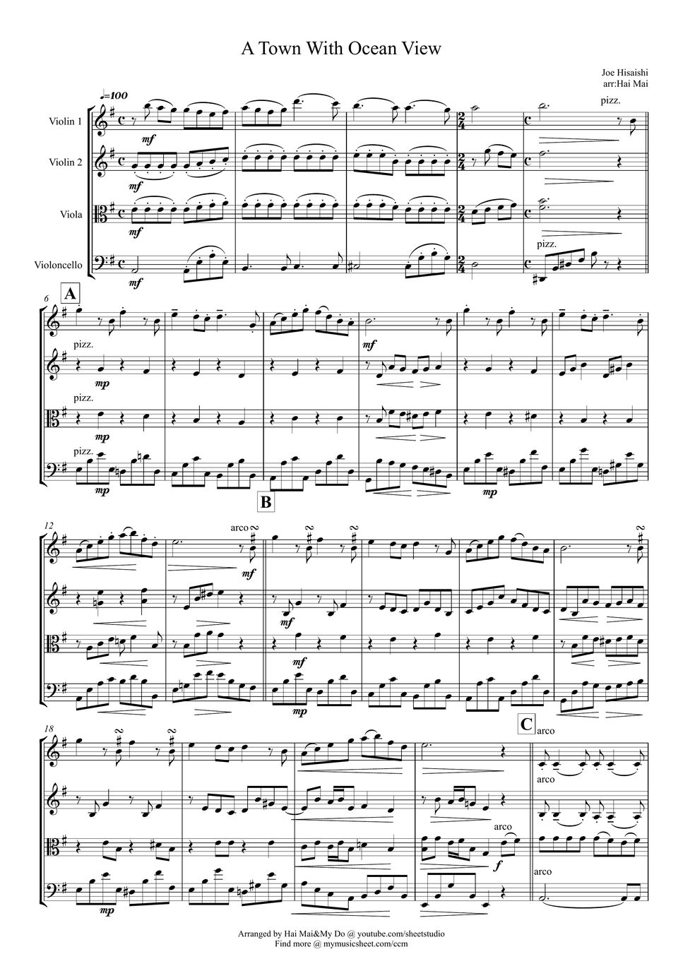 joe-hisaishi-a-town-with-an-ocean-view-for-string-quartet-sheets-by