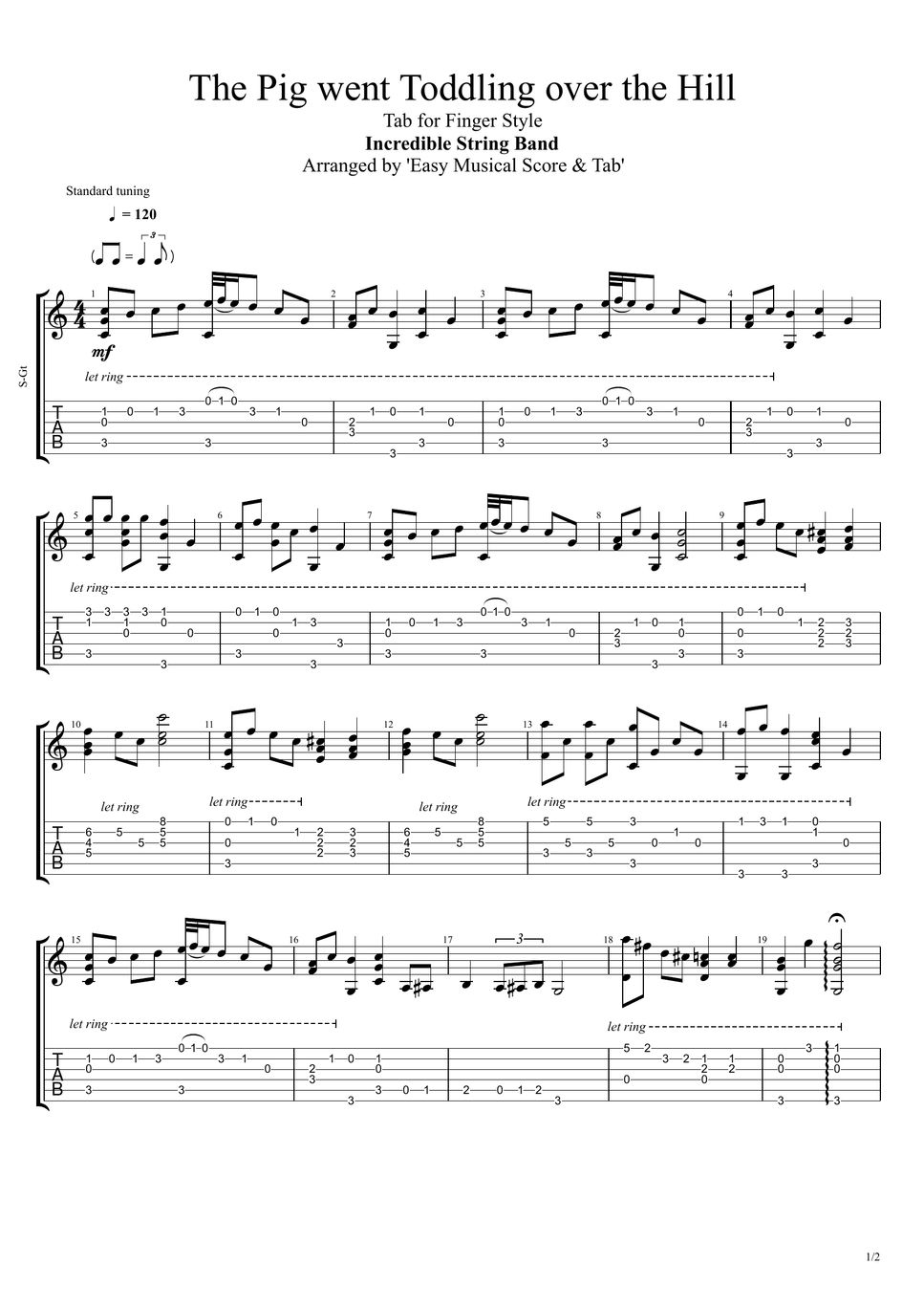 Incredible String Band The Pig went Toddling over the Hill (tab for