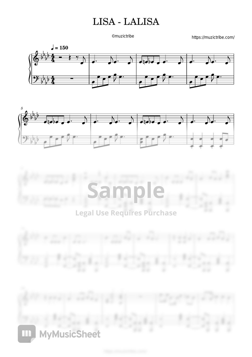 LISA - 'LALISA' - Piano Sheet + MP3 + MIDI
