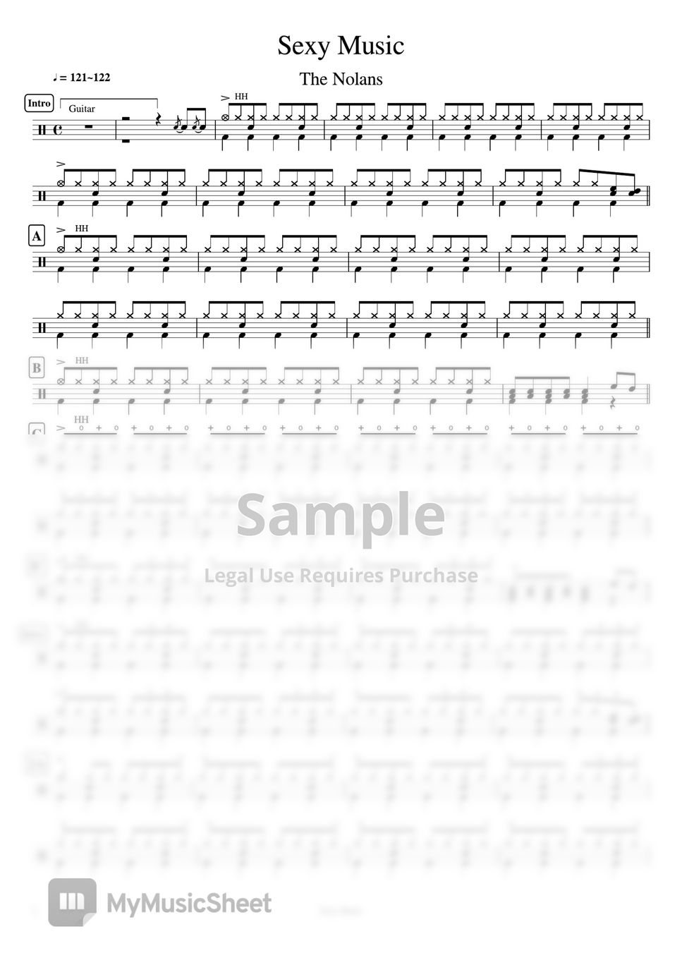 The Nolans - Sexy Music by Cookai's J-pop Drum sheet music!!!