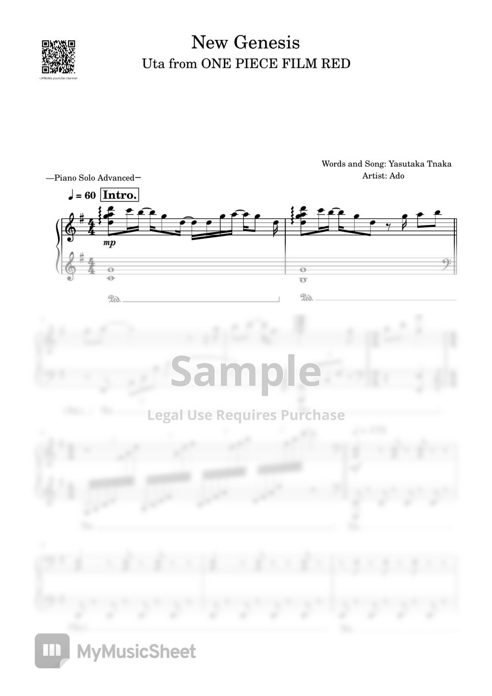 Ado New Genesis（新時代） (ONE PIECE FILM RED/Advanced Level) Sheets by