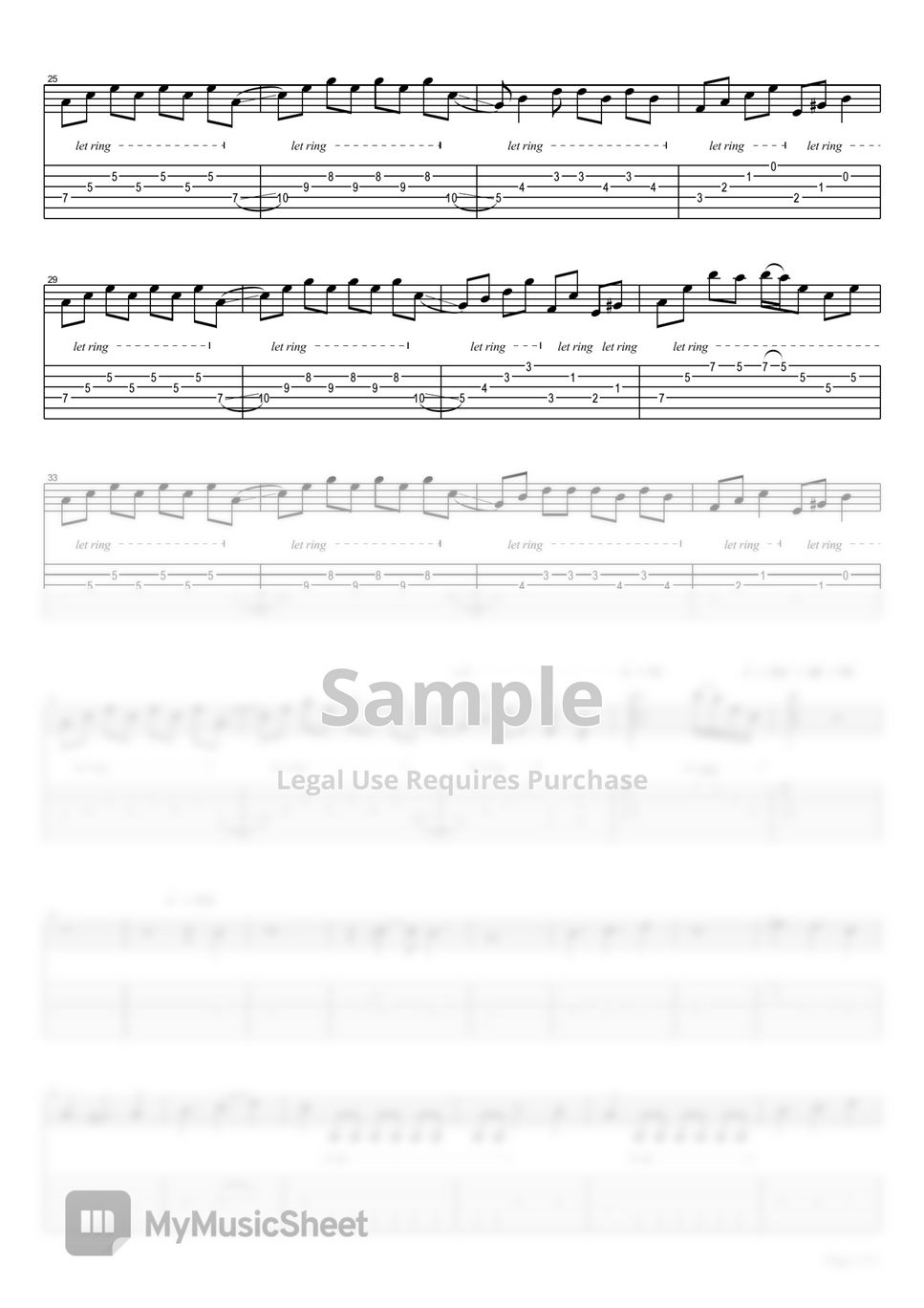 x japan 紅 Kurenai guitar cover Tab + 1staff by eric lo