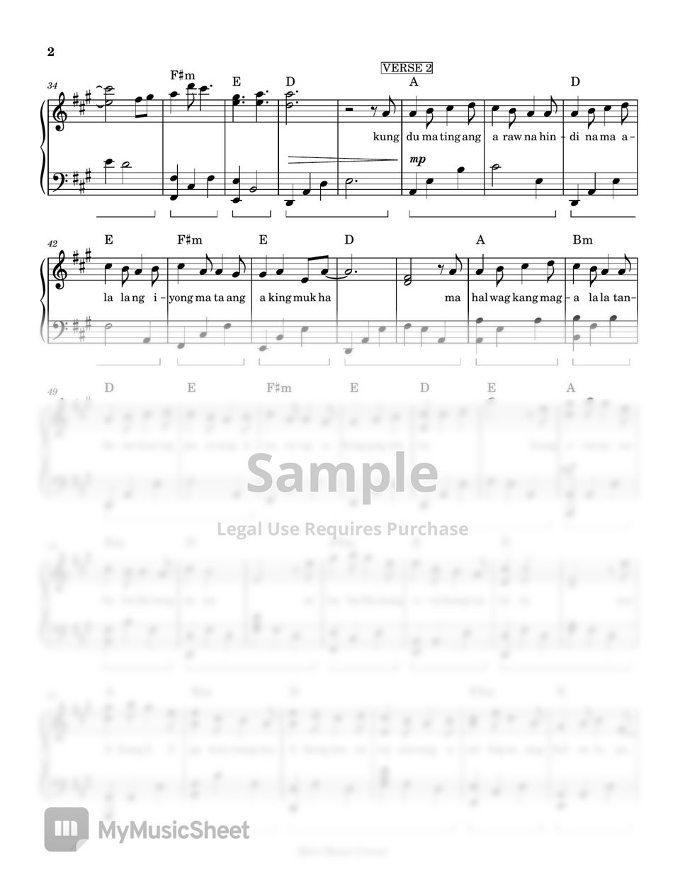 Dionela - Musika (piano sheet music) by Mel's Music Corner
