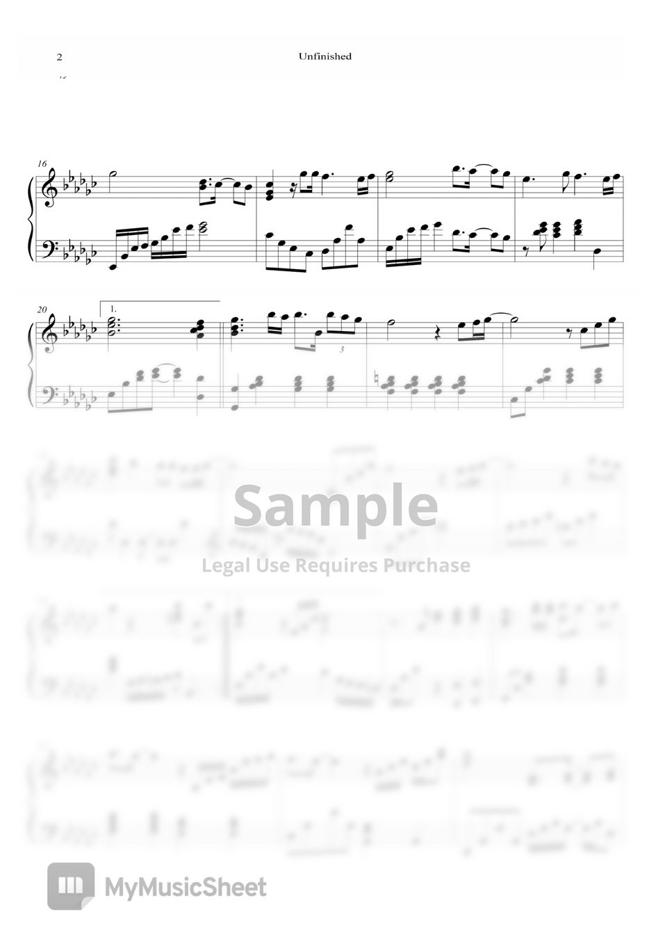 X Japan - Unfinished (Piano /Original Key) Sheets by New Sheet