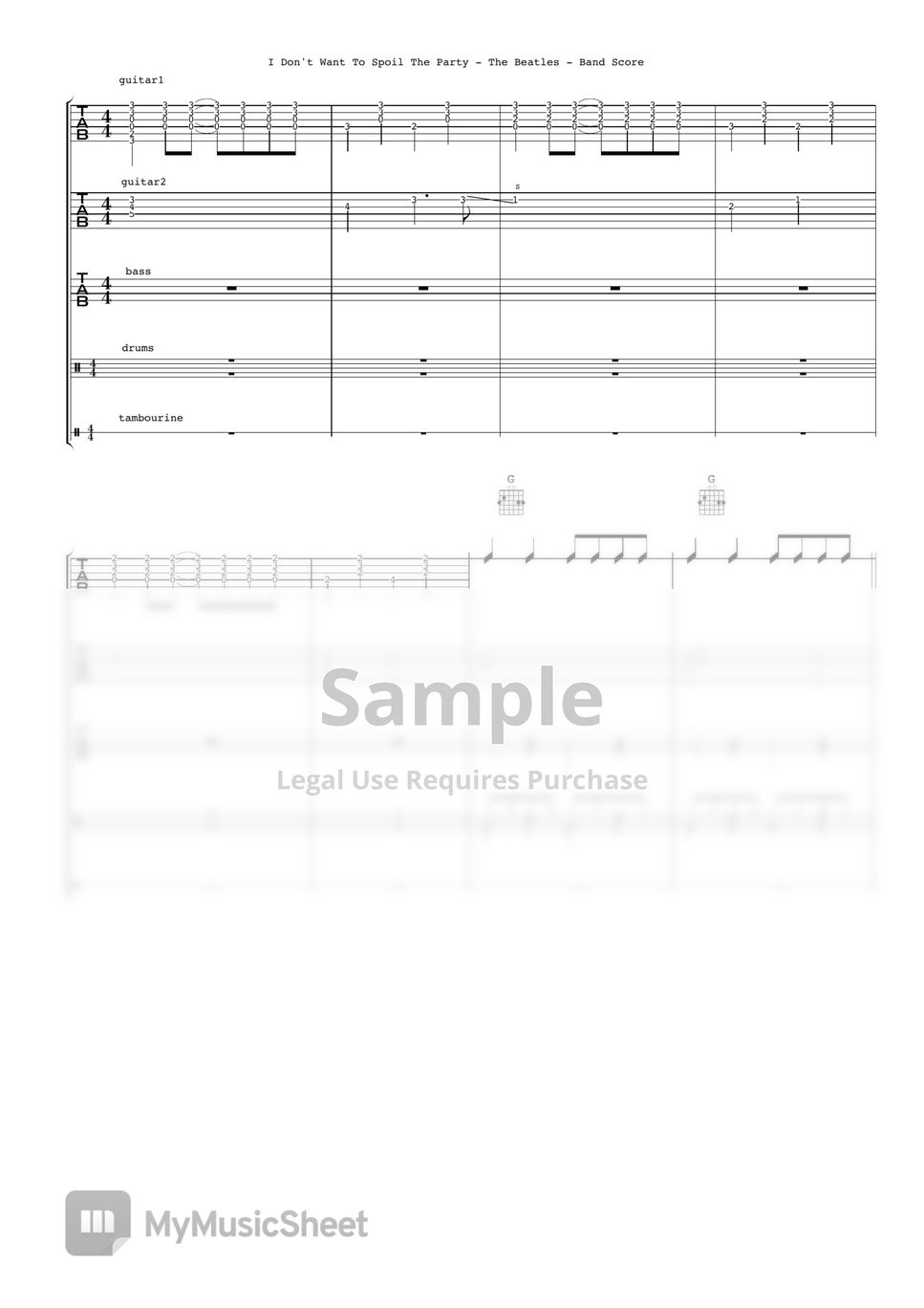 The Beatles - I Don't Want To Spoil The Party (Band Score) by Ryohei Kanayama
