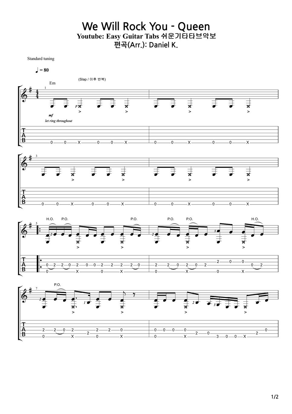 Queen We Will Rock You TAB by Daniel K.
