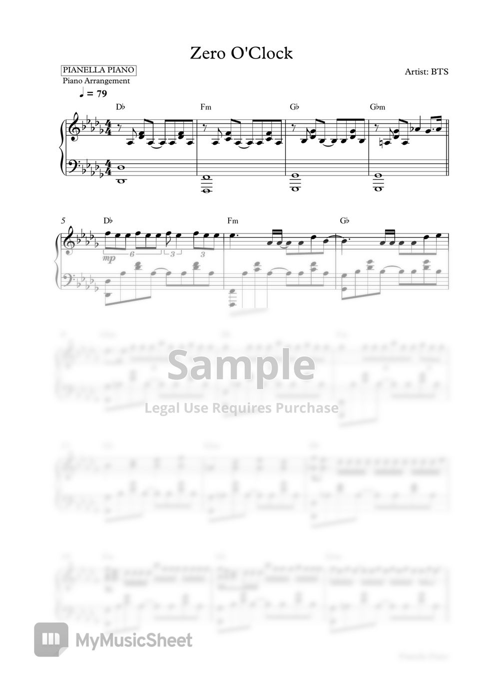 BTS - 00:00 Zero O'Clock (Piano Sheet) by Pianella Piano