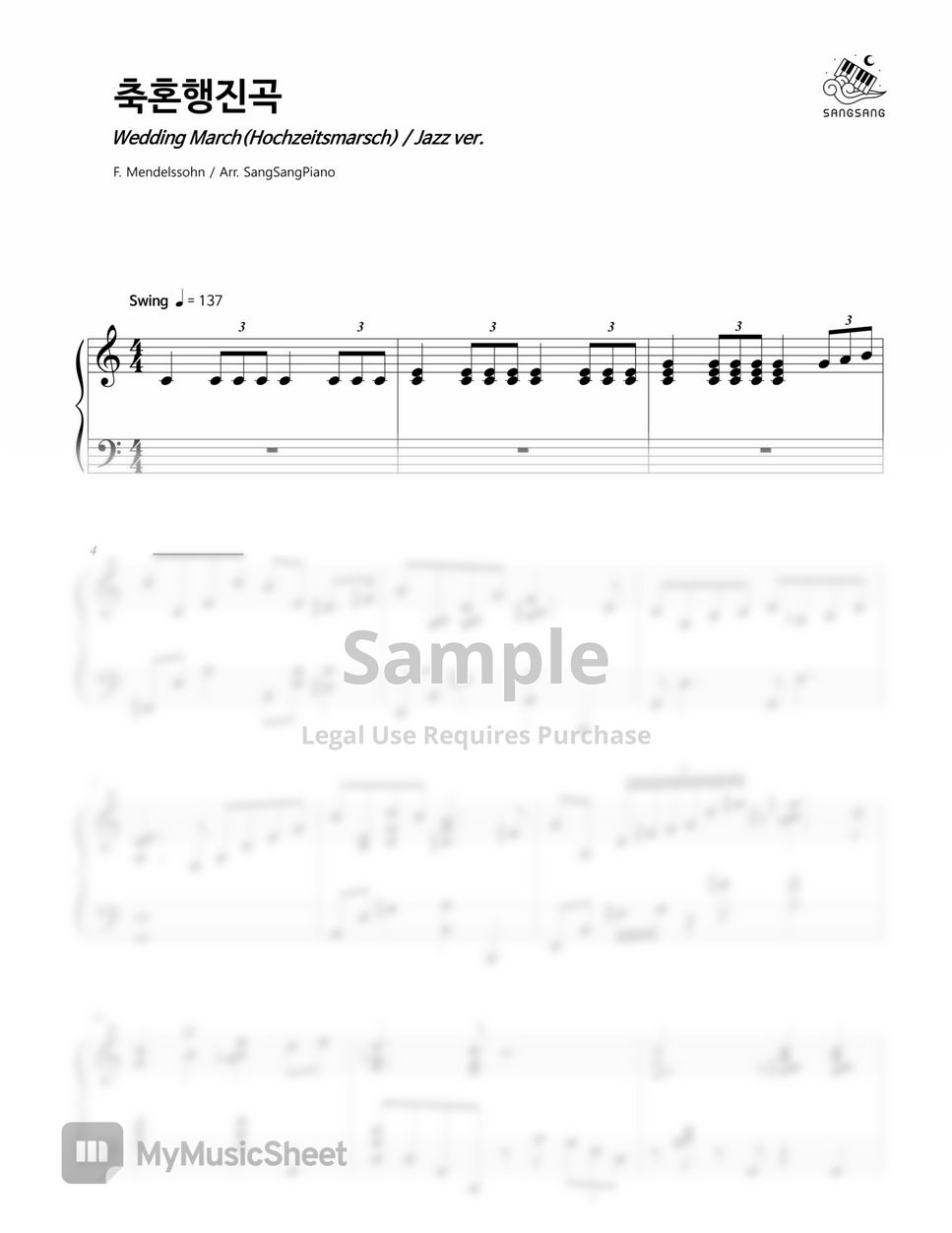 F. Mendelssohn - Wedding March (Jazz ver.) by SangSangPiano