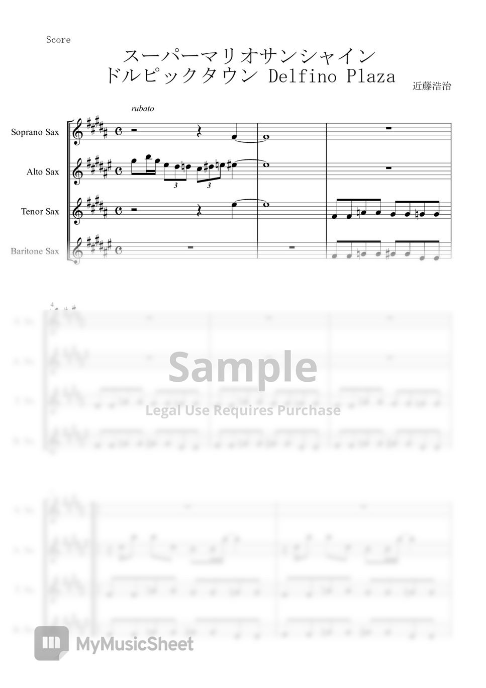 alto saxophone sheet music mario