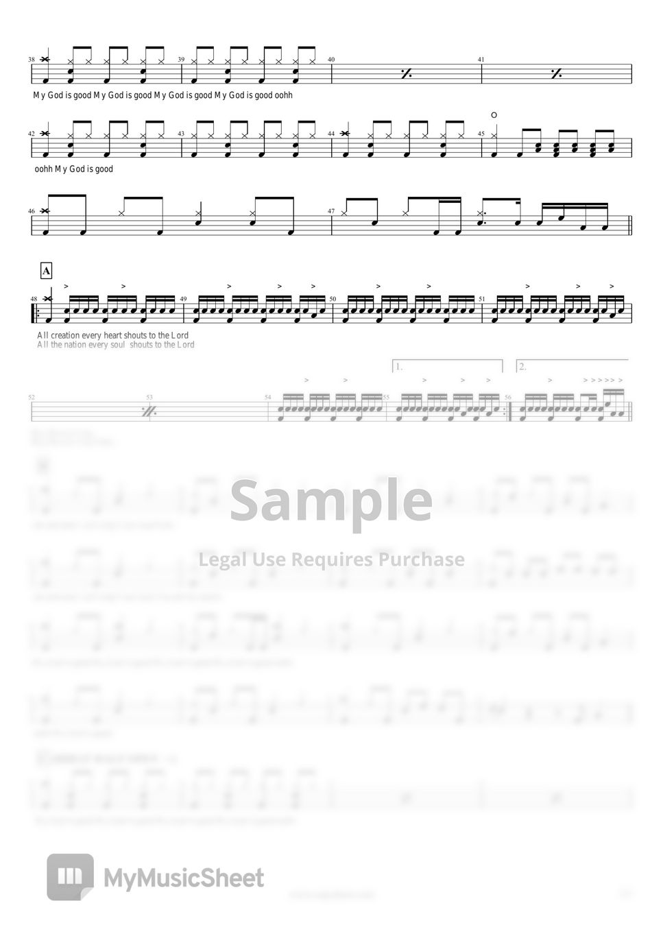  my god is good sheets by copydrum