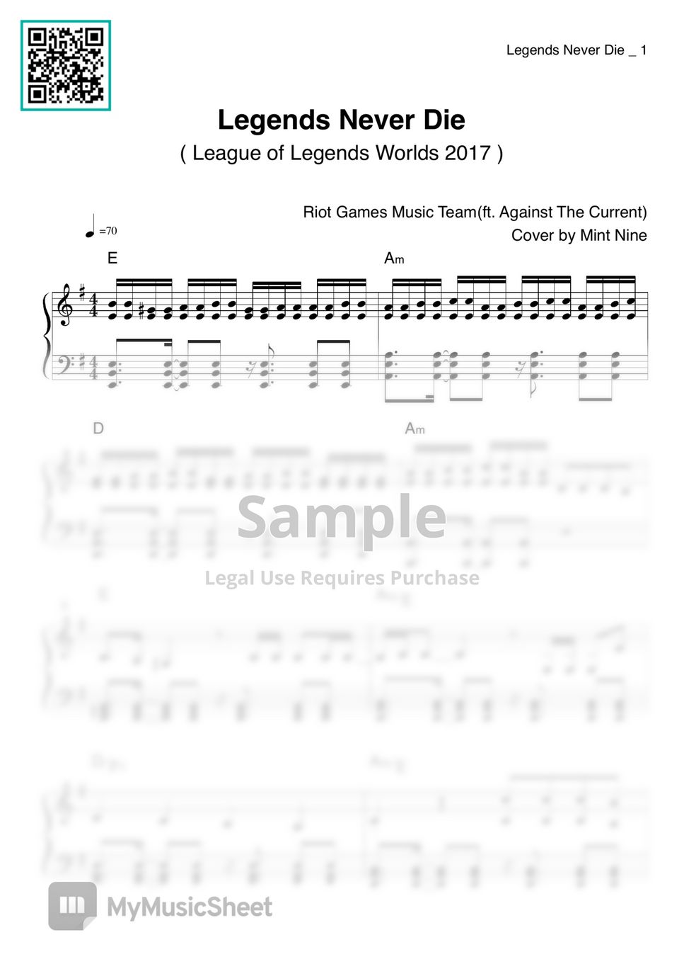 Worlds 2017 league of legends legends never die sheet music by mint
