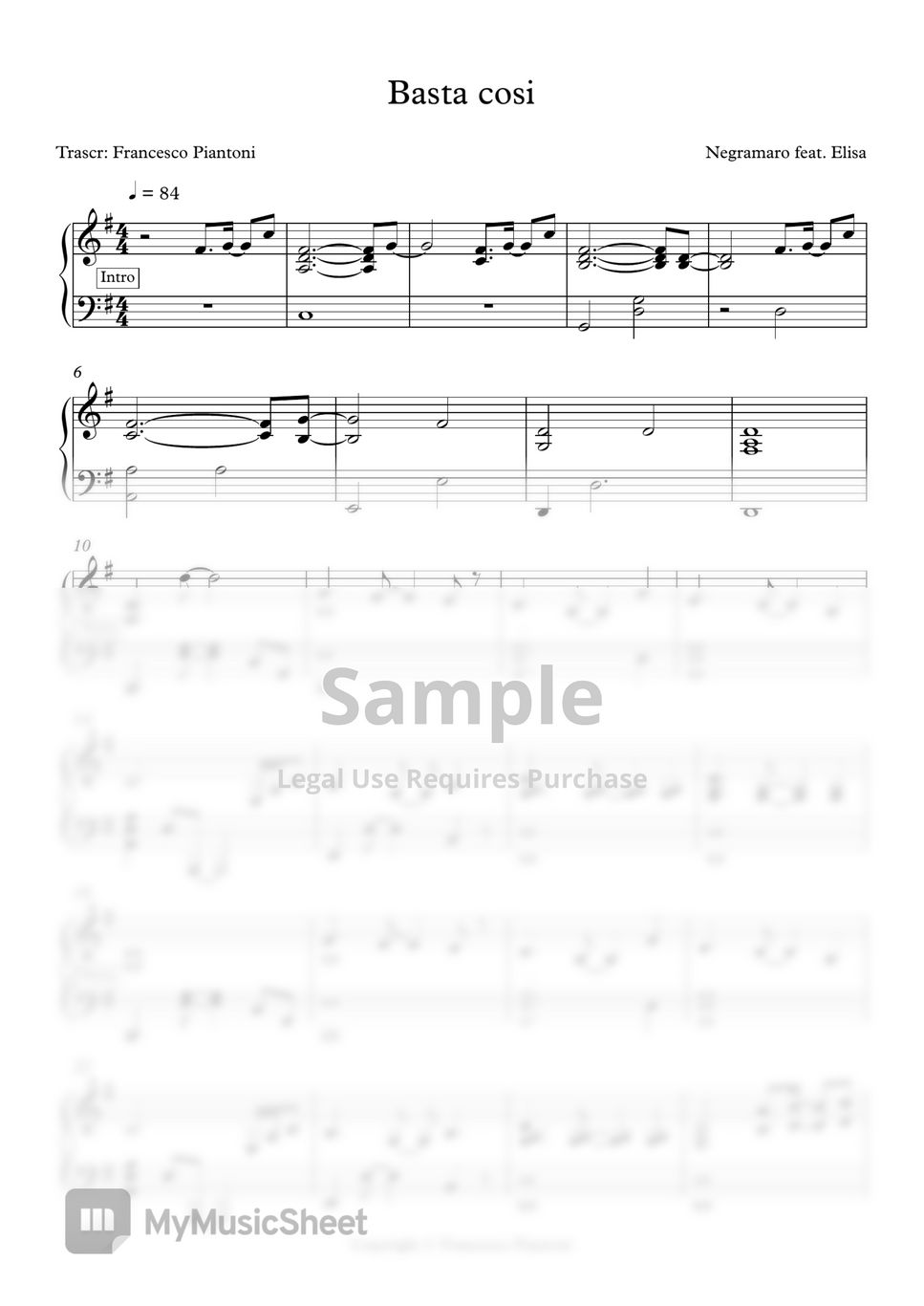 negroamaro-elisa-basta-cosi-spartito-pianforte-sheets-by-francesco
