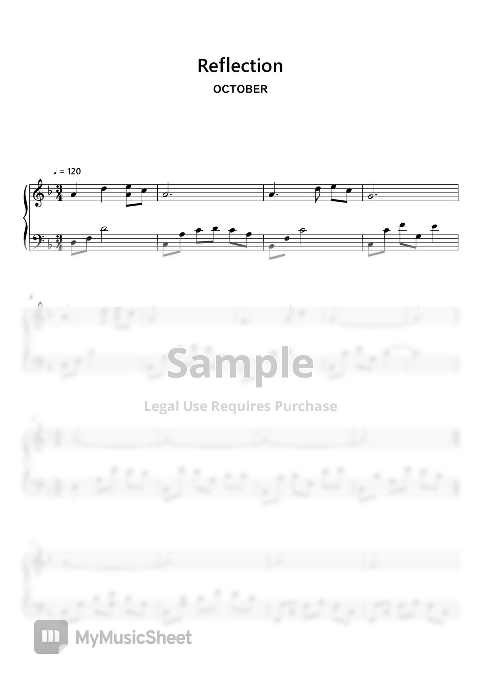  october reflection sheet music midi sheets by sayu