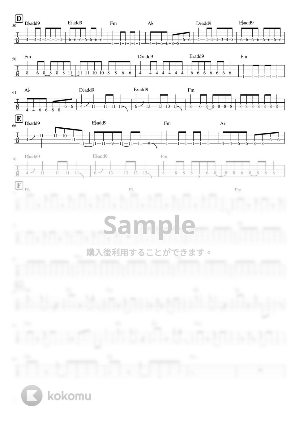 SILENT SIREN - 八月の夜 (ベースTAB譜) by ベースライン研究所たぺ
