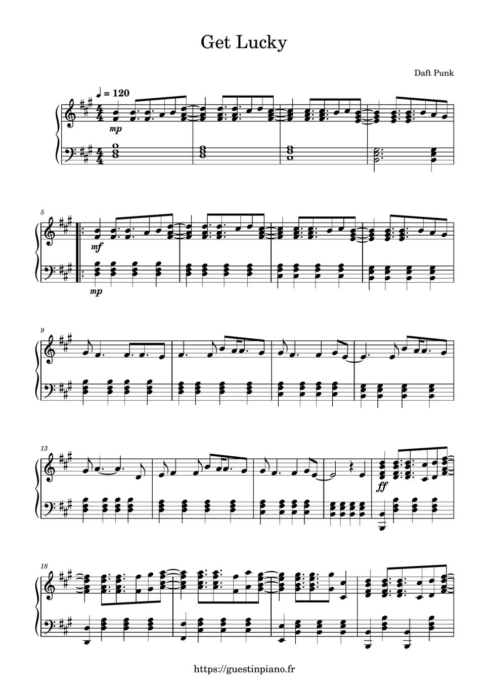 Daft Punk Get Lucky Sheets by GuestinPiano