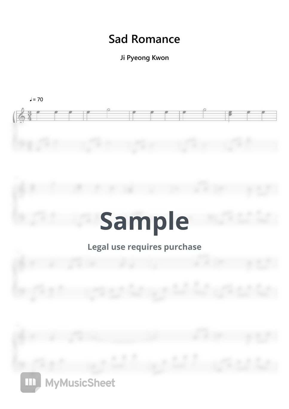 Ji Pyeong Kwon - Sad Romance (Sheet Music, MIDI,) by sayu