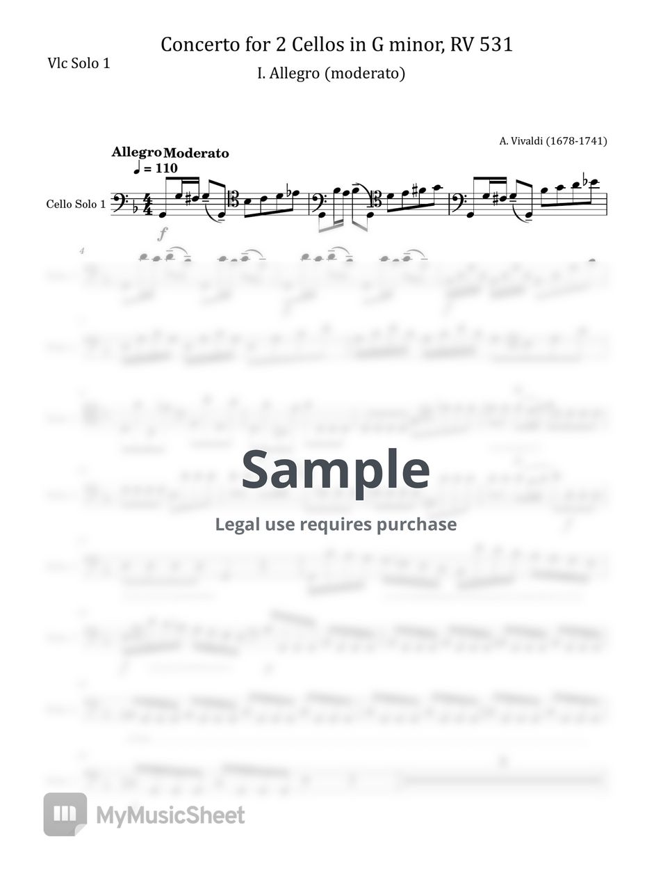 Antonio Vivaldi Concerto for 2 Cellos in G minor, RV 531 (Vivaldi I