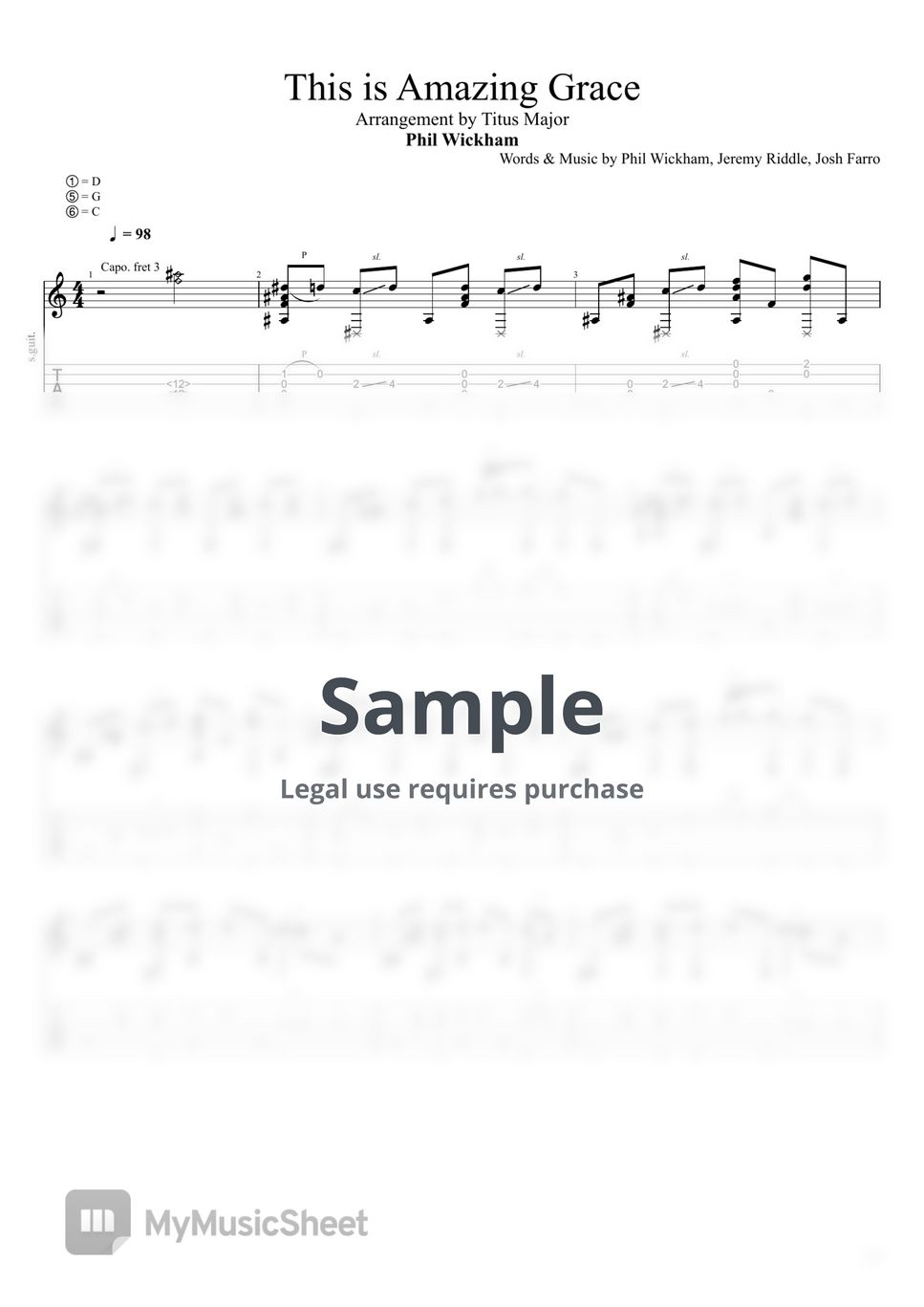 Phil Wickham - This is Amazing Grace Tab + 1staff by Titus Major