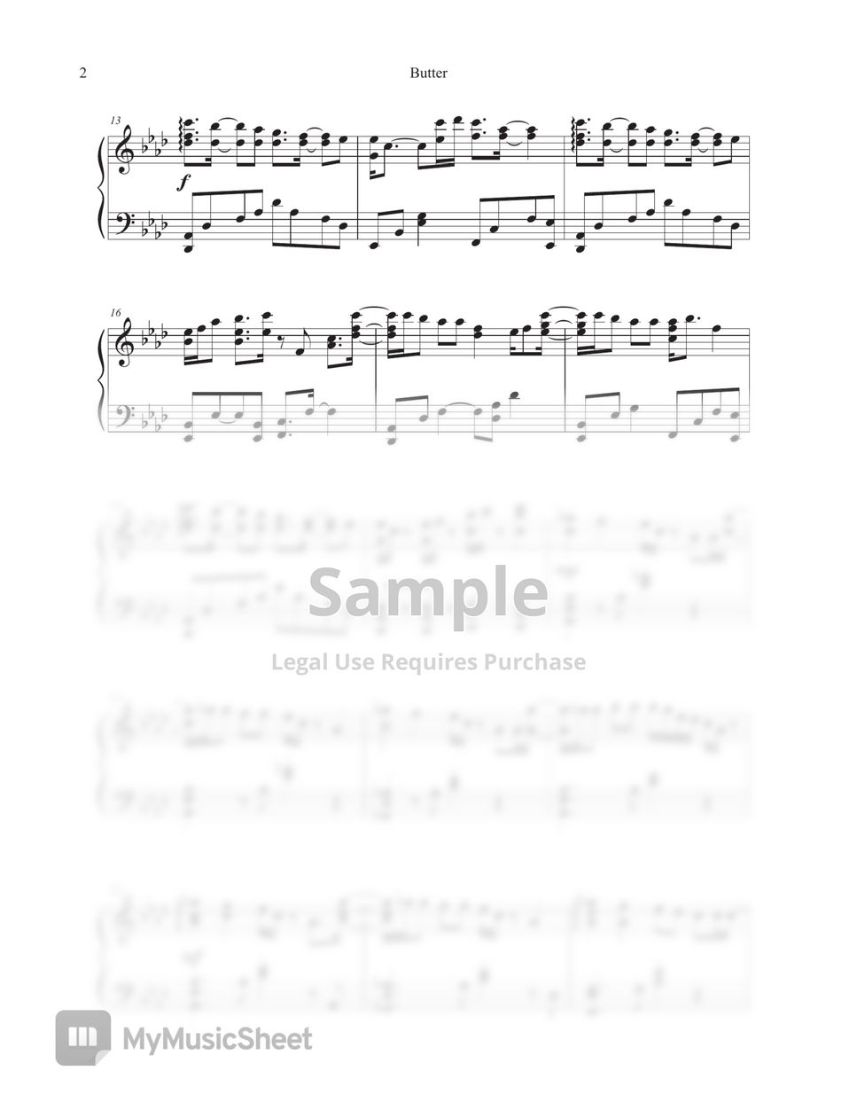 BTS Butter 악보 by Tully Piano