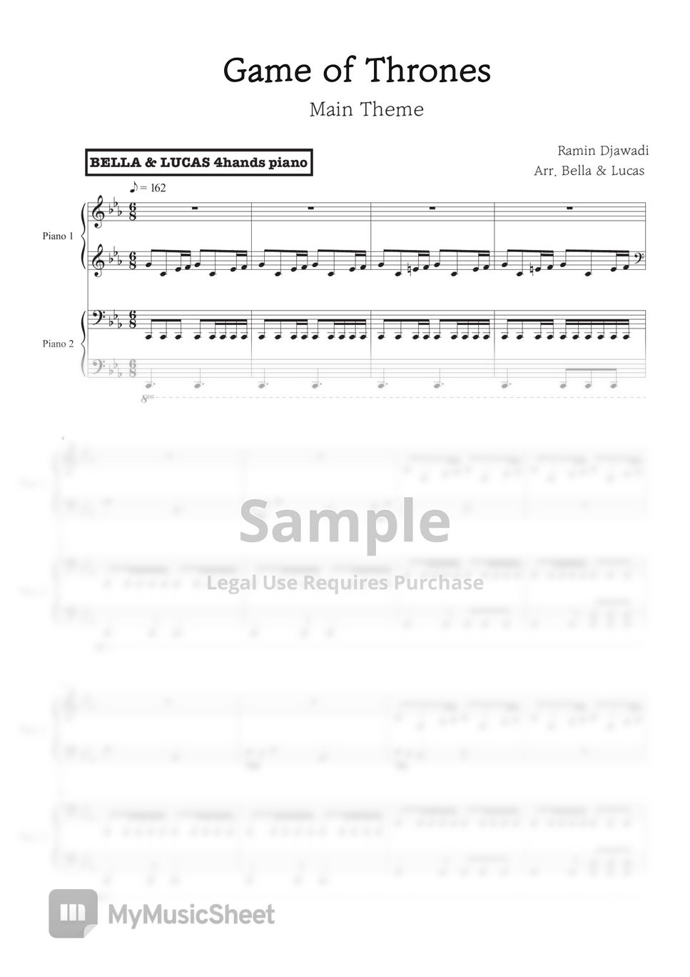 Main theme game of thrones ost sheets by bella lucas