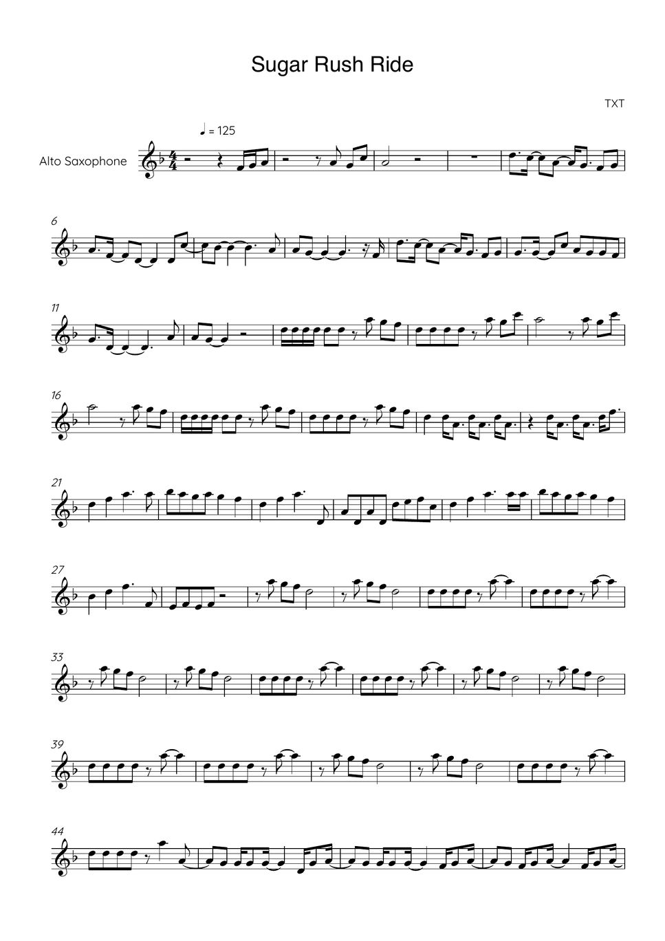 TXT SUGAR RUSH RIDE Sheets by JL