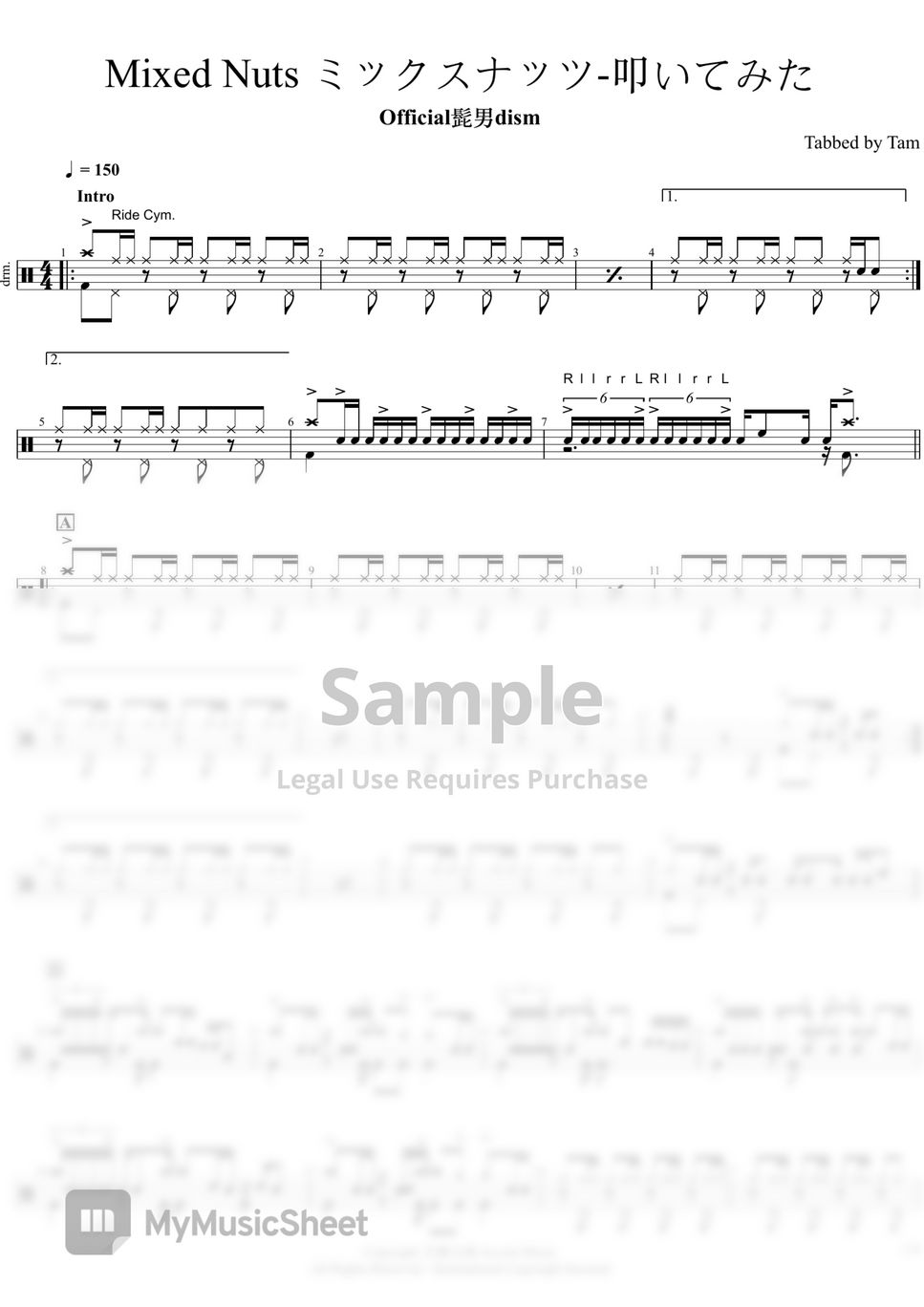 Official髭男dism Mixed Nuts ミックスナッツ叩いてみた (Official髭男dism Mixed Nuts ミックスナッツ叩いてみた (難度 中上