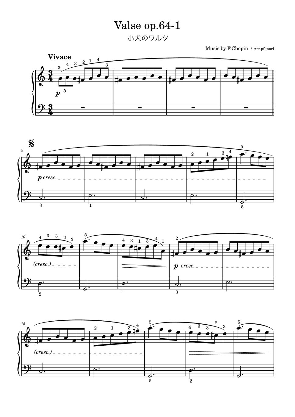 Chopin - Valse 0p.64-1 (Cdur・piano solo Introduction to Beginner) by pfkaori