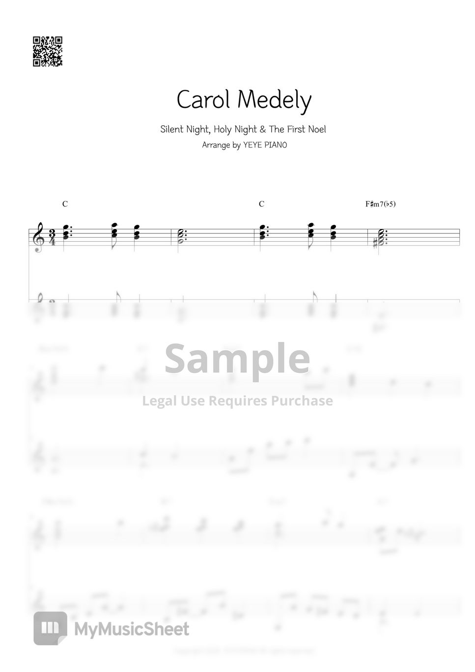 캐롤 - Carol Medely (Silent Night, Holy Night & The First Noel) Sheets By ...