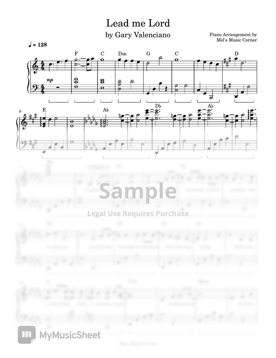 Gary Valenciano - Lead me Lord (piano sheet music) 악보 by Mel's Music Corner