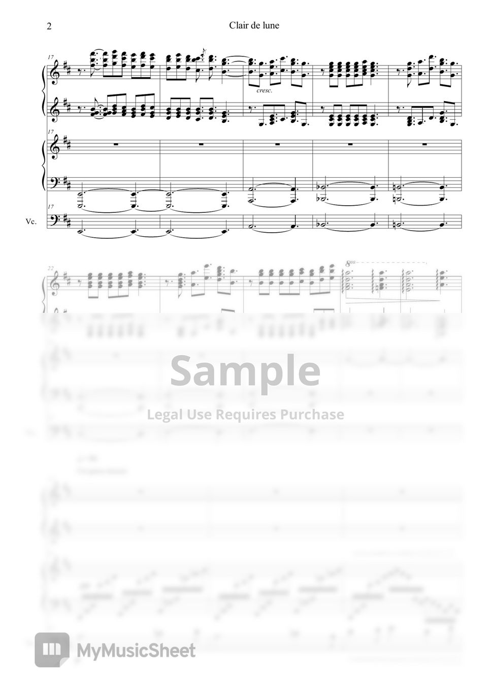Debussy - Clair de lune Sheets by Studio Bell