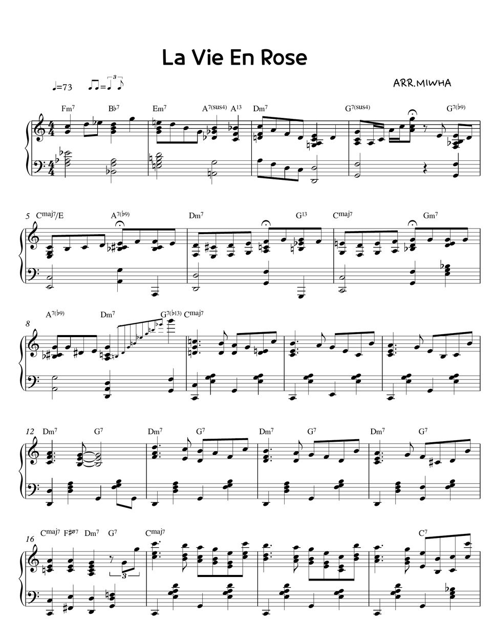 Edith Piaf La Vie En Rose Sheet by MIWHA