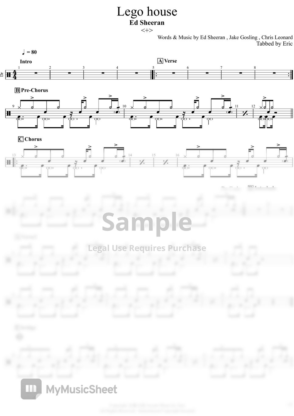 Ed Sheeran - Lego House (Ed Sheeran / Lego House / Drums / 鼓譜 / 樂譜 / 爵士鼓 /Pop Music) by Tam Shau