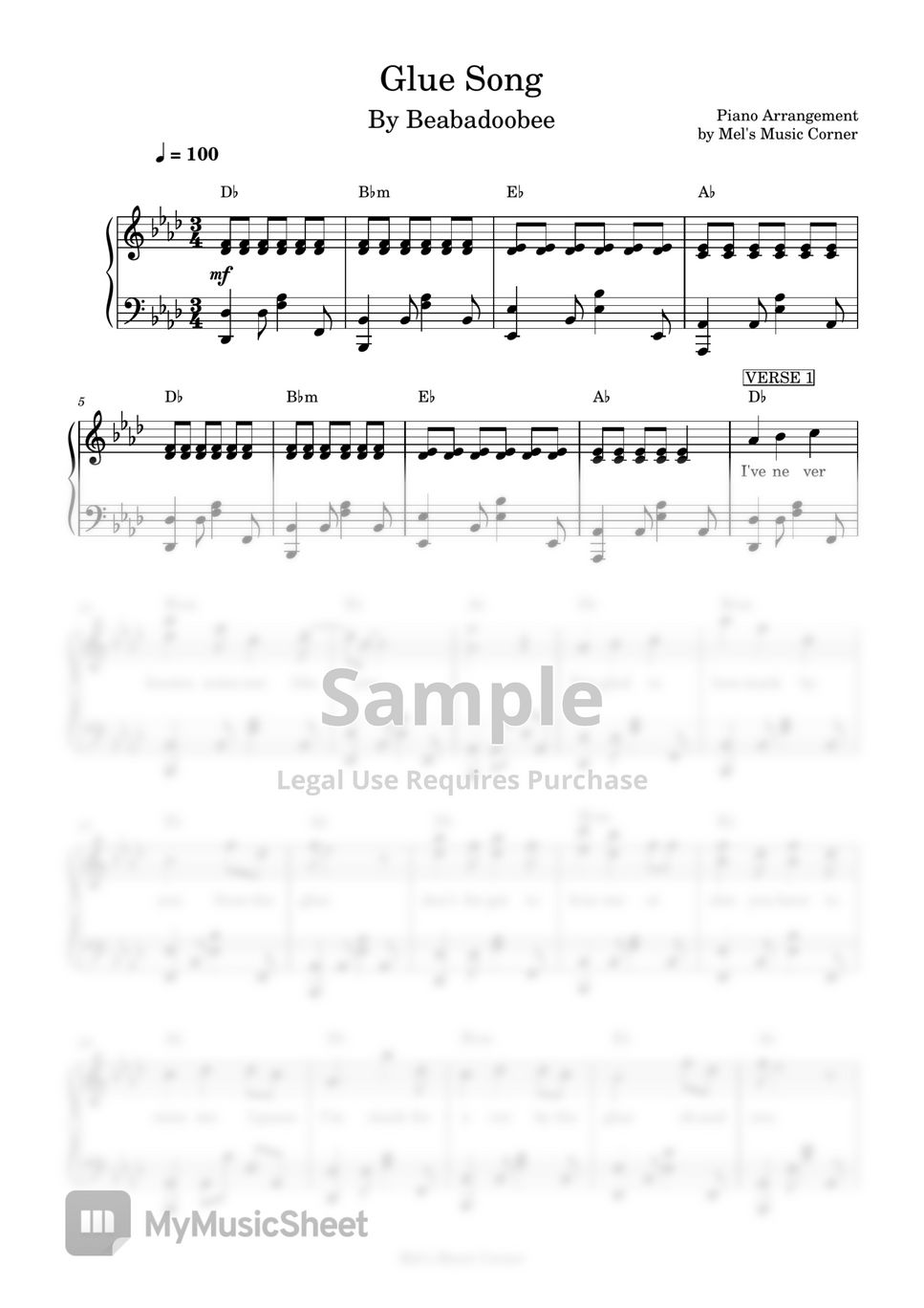 Pretty Paper (Lead sheet with lyrics ) Sheet music for Piano (Solo) Easy