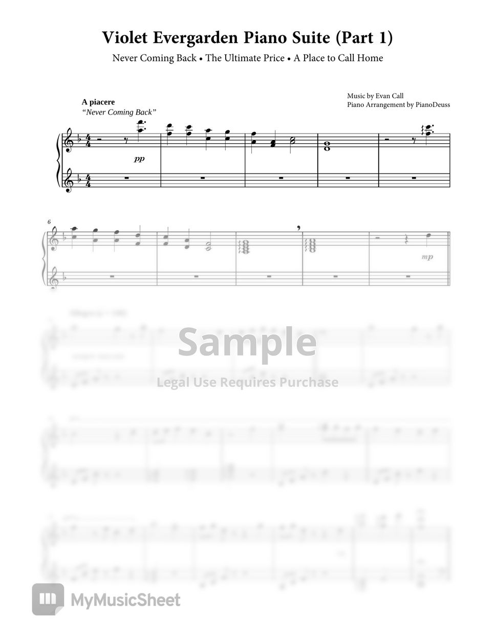 Evan Call - Violet Evergarden Piano Suite (Part 1) by PianoDeuss