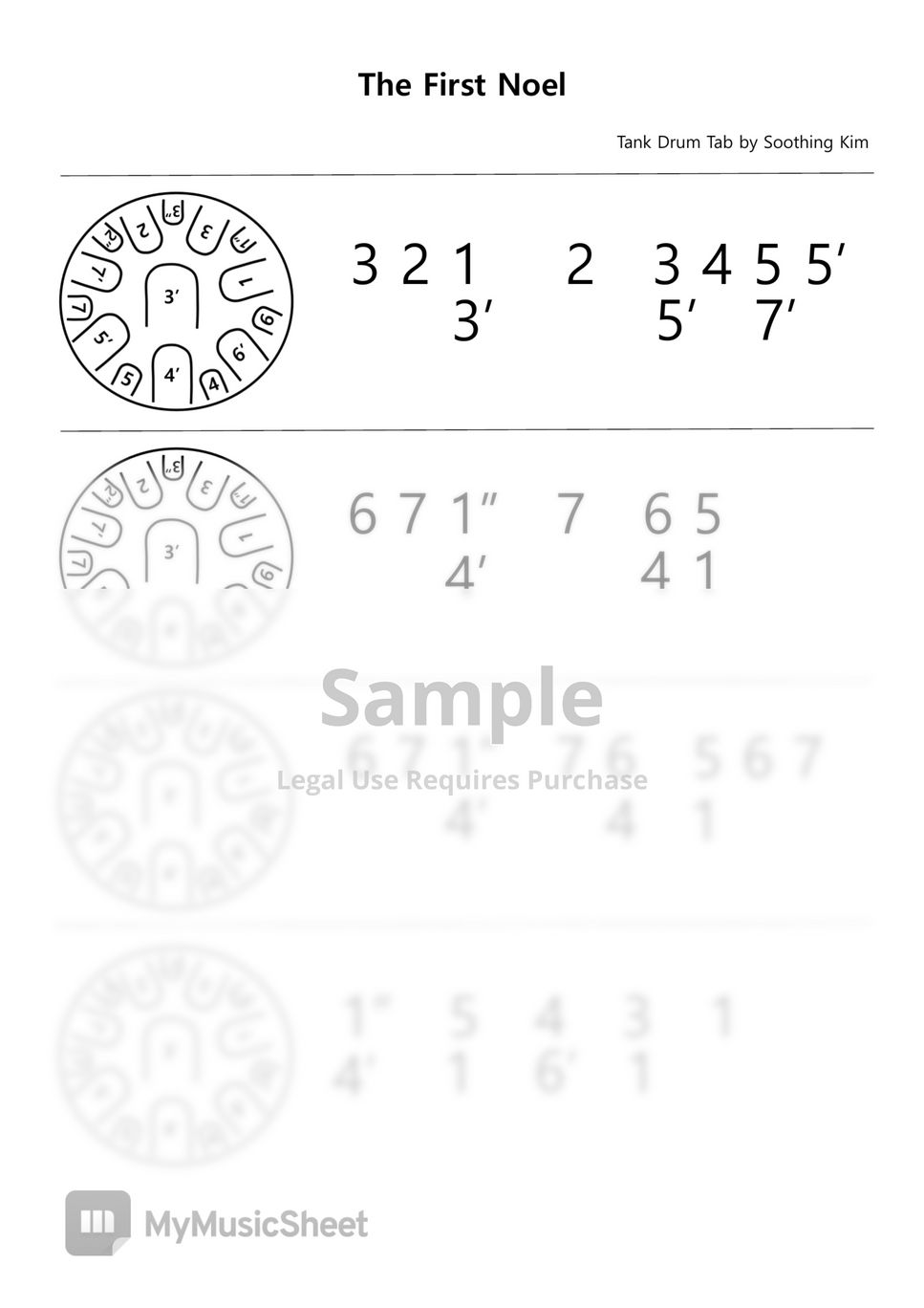 Noten für The First Noel (Tank Drum Tab)Noten für The First Noel (Tank Drum Tab)  