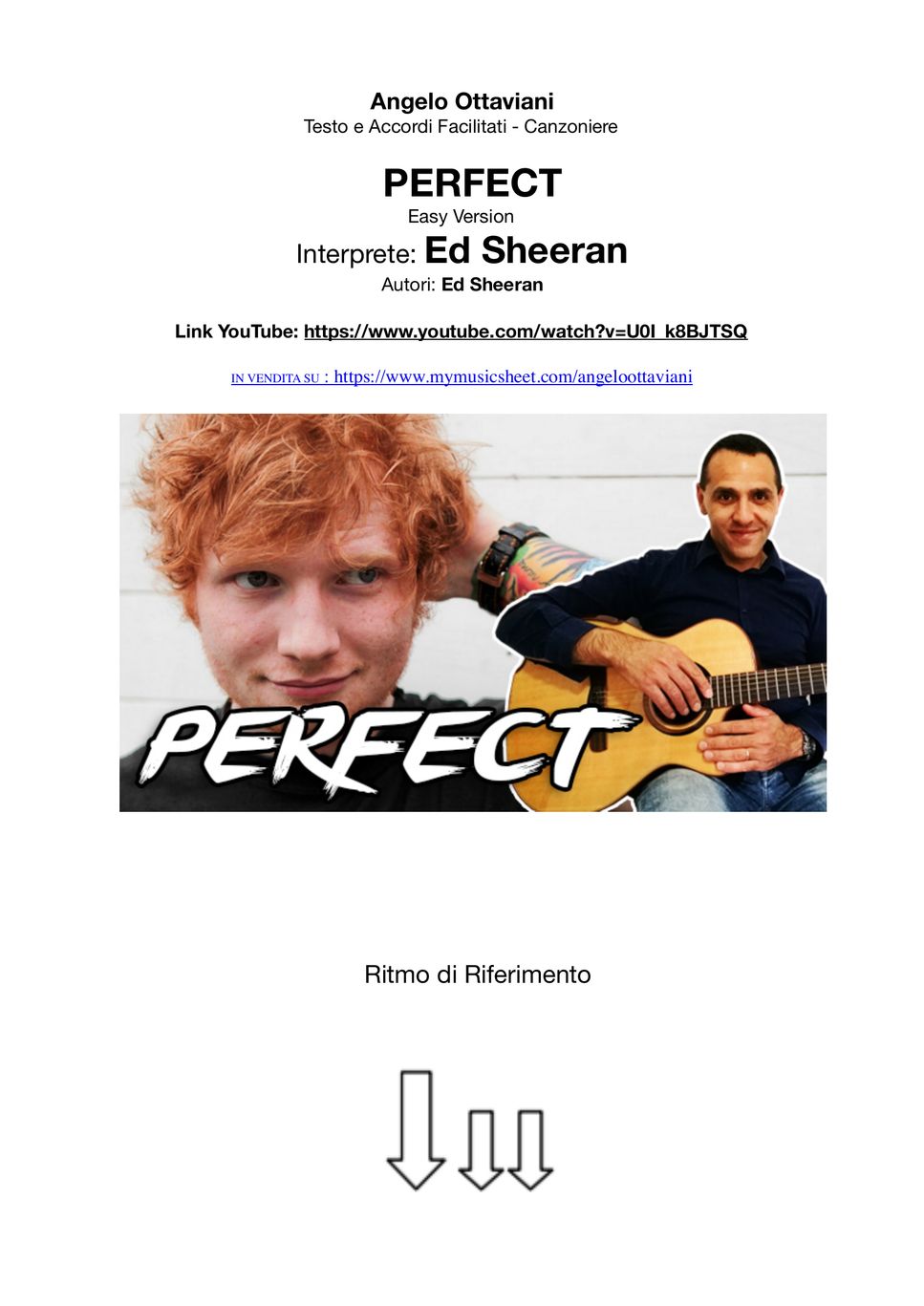 Ed Sheeran Perfect Fingerstyle + Testo e accordi Sheets by Guitar