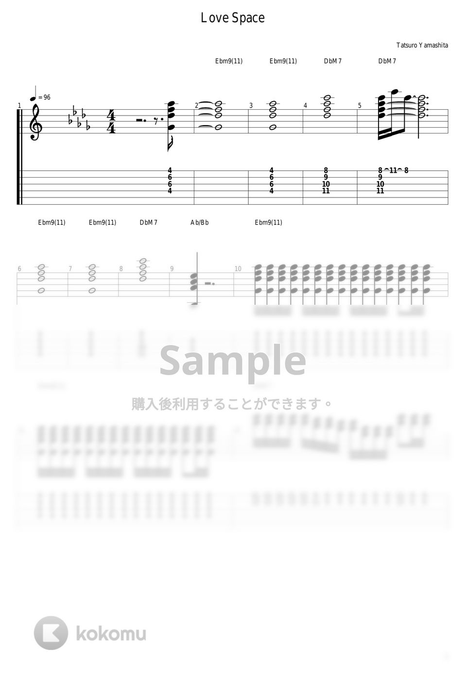 山下達郎 - Love Space by guitar cover with tab