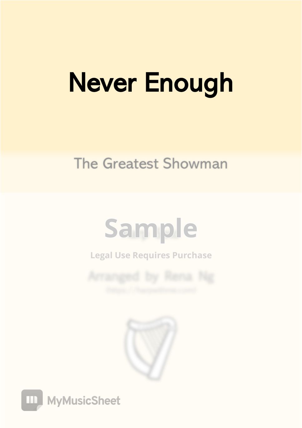 The Greatest Showman - Never Enough (Harp Solo) Spartito by Harp With Me