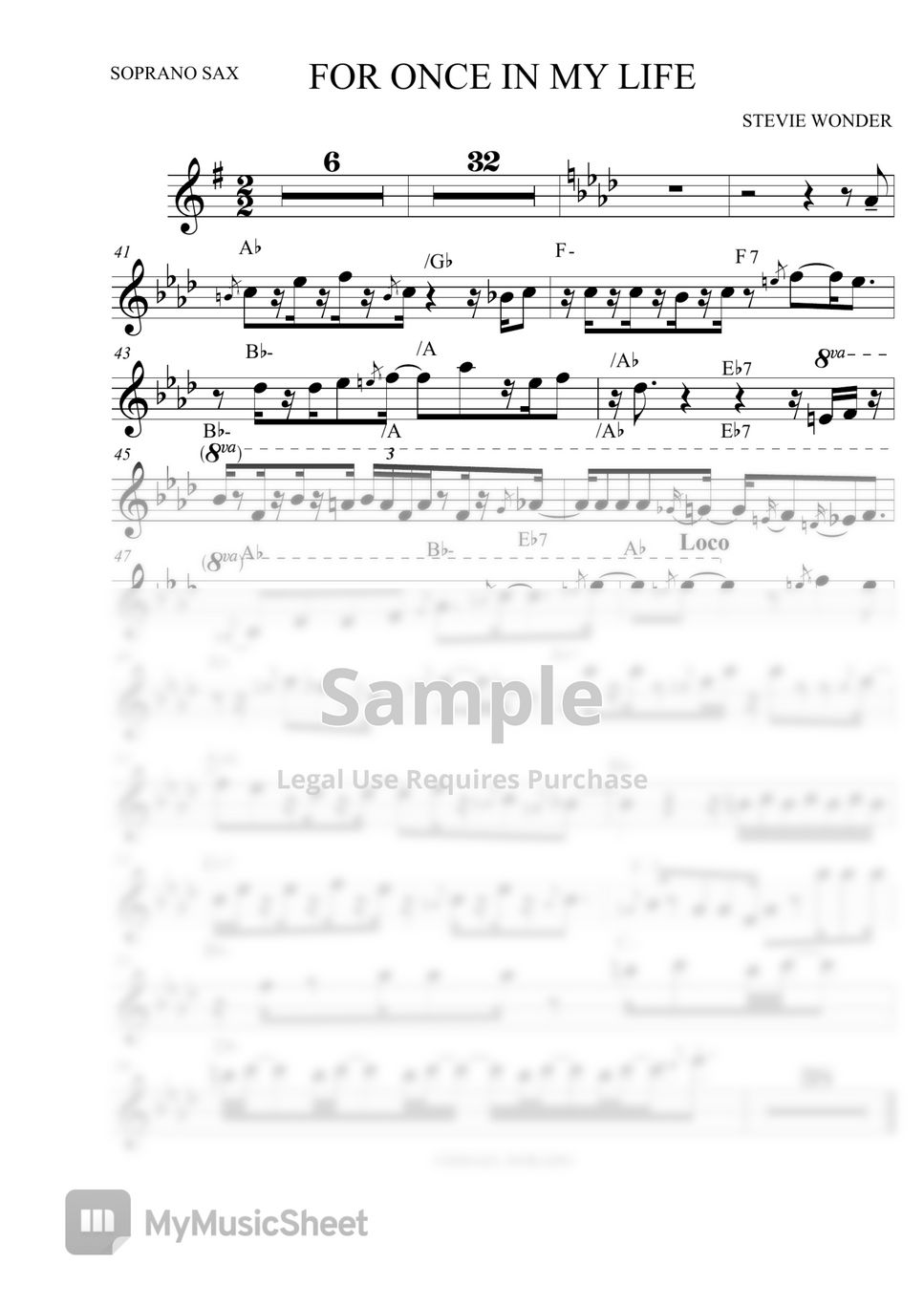 For once in my life - Stevie Wonder (Sólo Armonica/ Soprano Sax) (Soprano Sax Bb) by Ismael Dorado