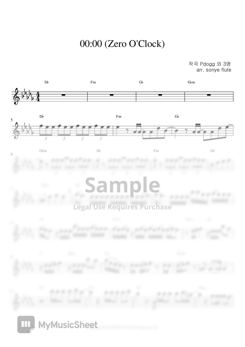 BTS - 00:00 Zero O'Clock (Flute Sheet Music) by sonye flute