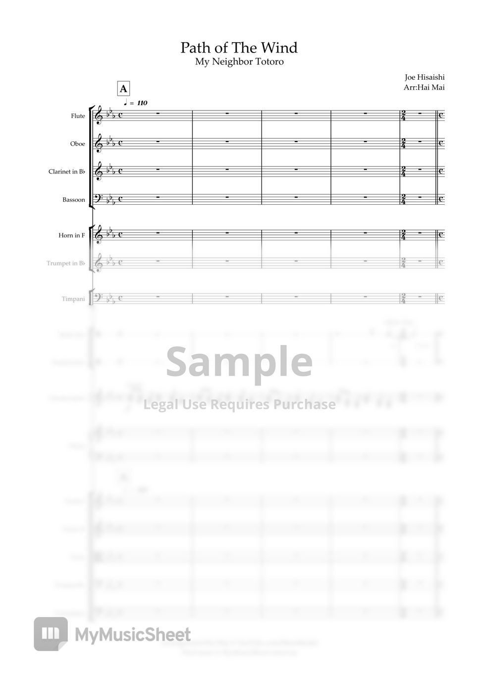 Joe Hisaishi - Path of The Wind(My Neighbor Totoro) for Orchestra - Score and Part by Hai Mai