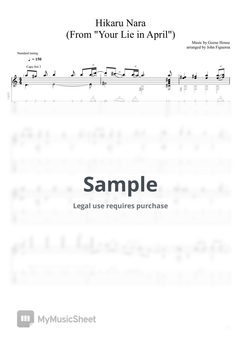 Goose House Hikaru Nara (OP1 From "Your Lie in April") Sheets by John