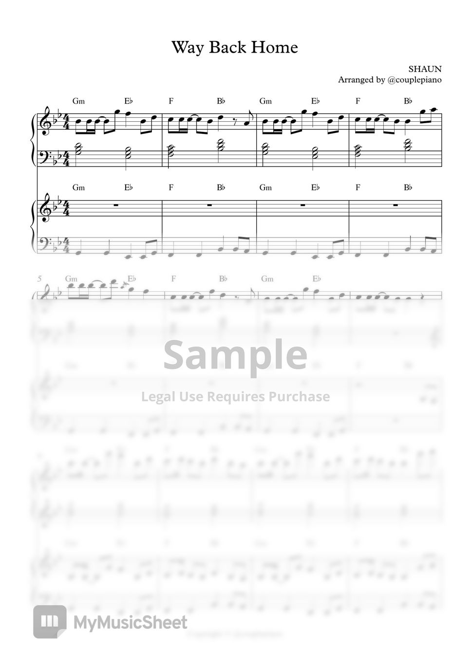 Way Back Home Piano Sheet corona.dothome.co.kr